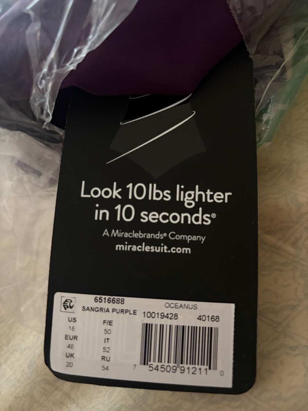 NWT Miraclesuit swim Oceanus one piece, Sangria purple, size 18